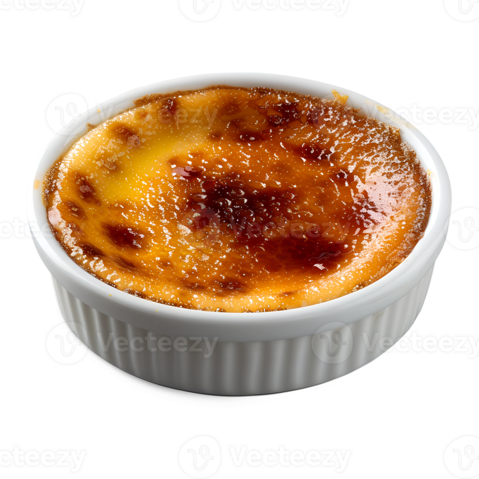 A small dish of creme brulee in a white bowl png
