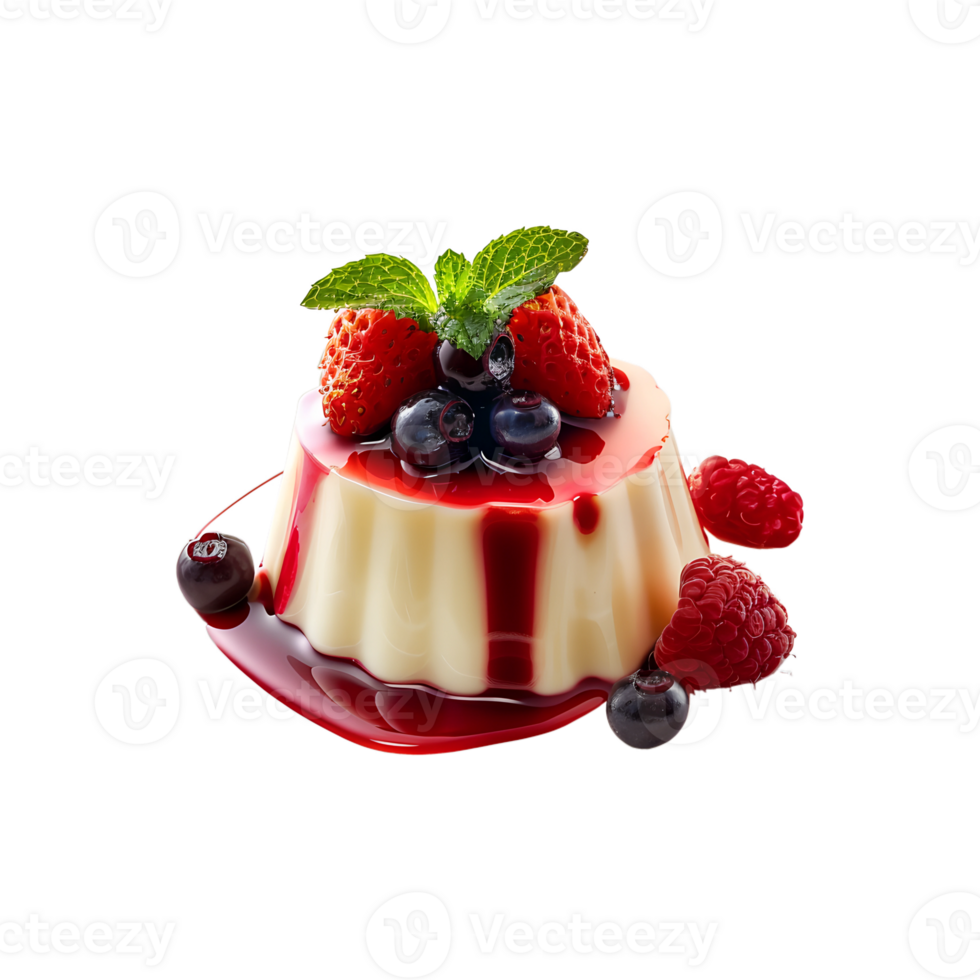 A dessert with berries and cream on top png