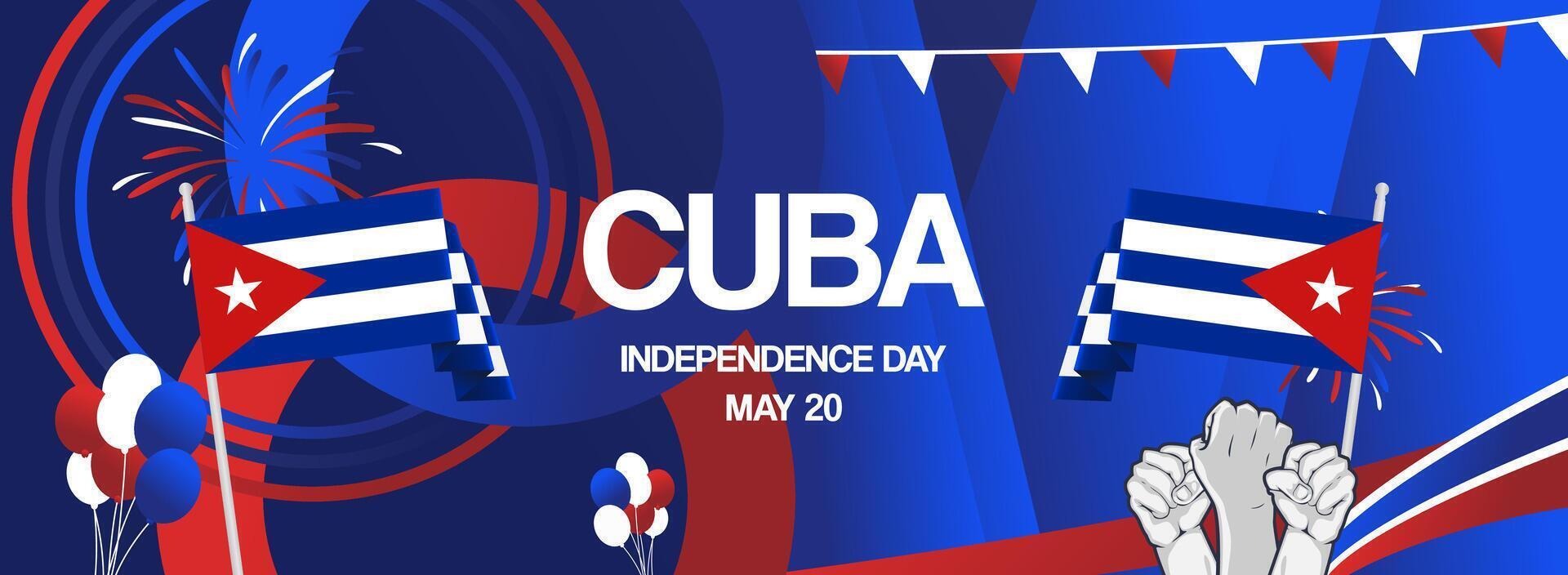 Happy Cuba Independence day horizontal templates vector