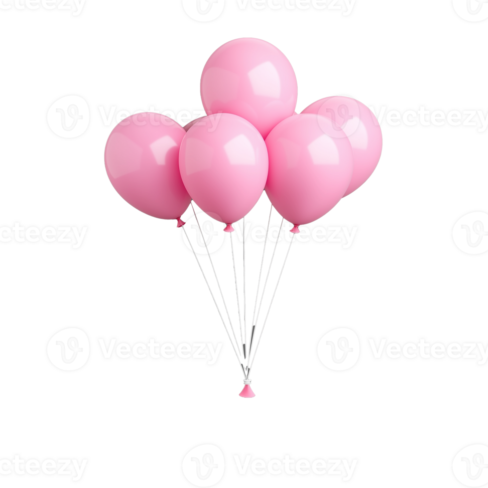 A group of pink balloons, isolated on a transparent background. Perfect for celebrations and festive occasions. png