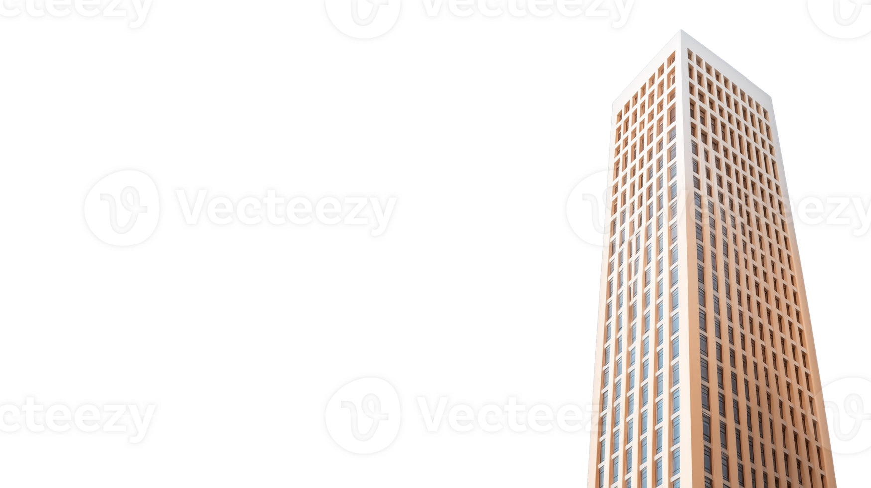 A tall modern office building, isolated on a transparent background. Ideal for architecture and urban themes. png