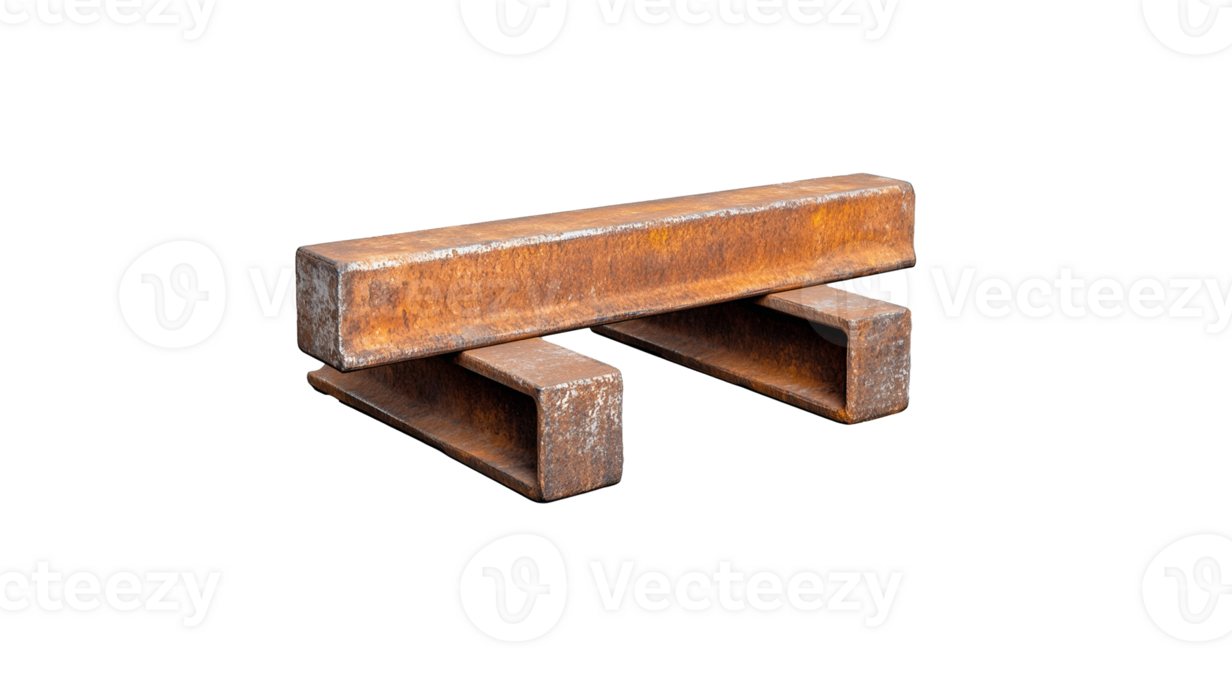 A rusty iron beam, isolated on a transparent background. Ideal for construction and industrial themes. png
