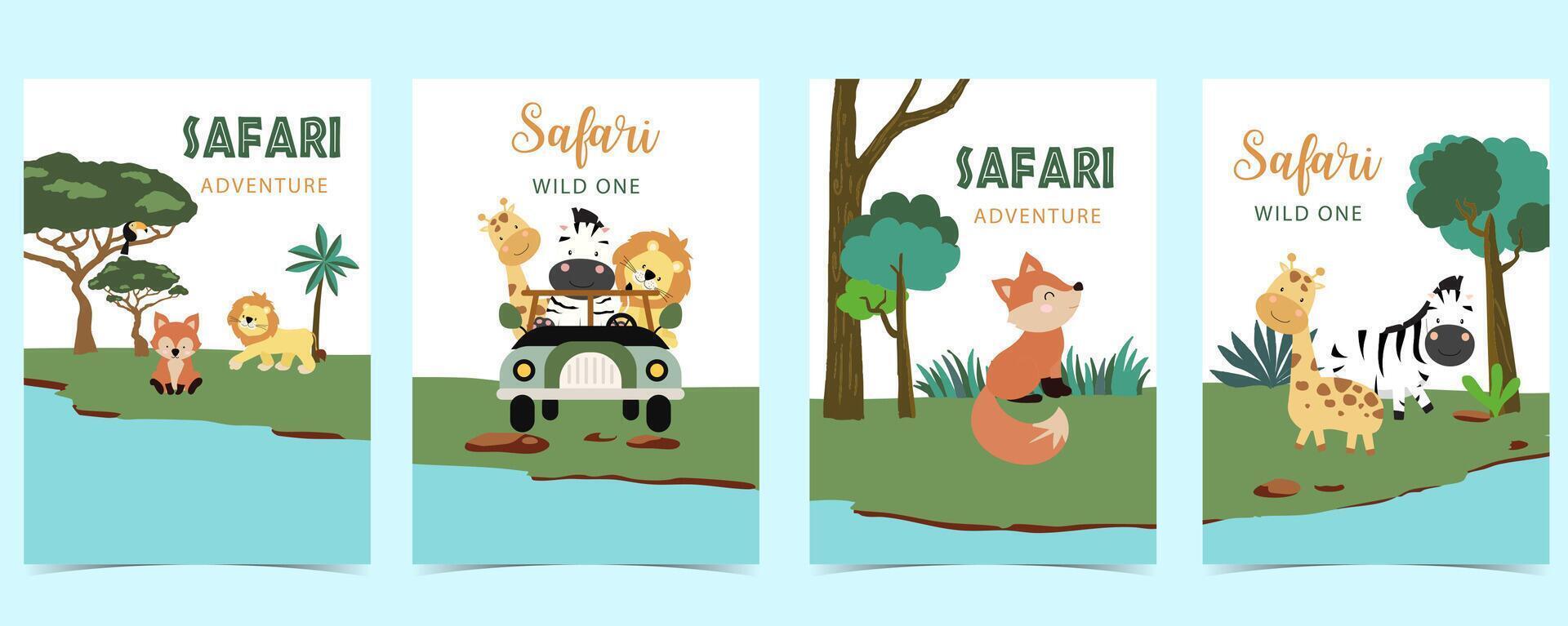 cute safari landscape termplate banner for a4 vertical design vector