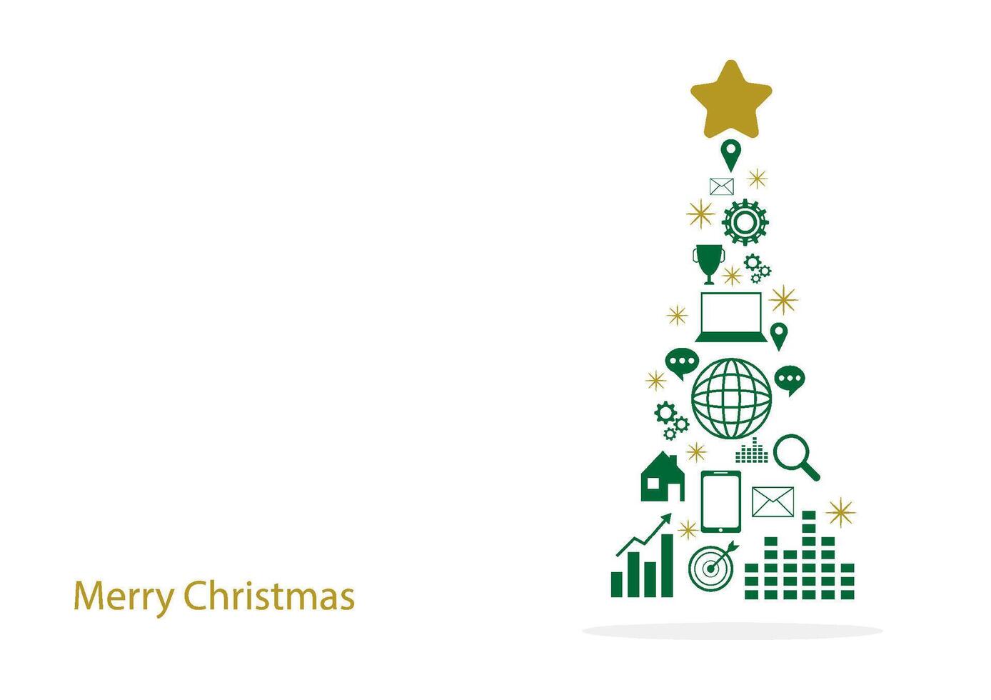 The green icon business and financial of Christmas tree with yellow star on top isolated on white background. vector