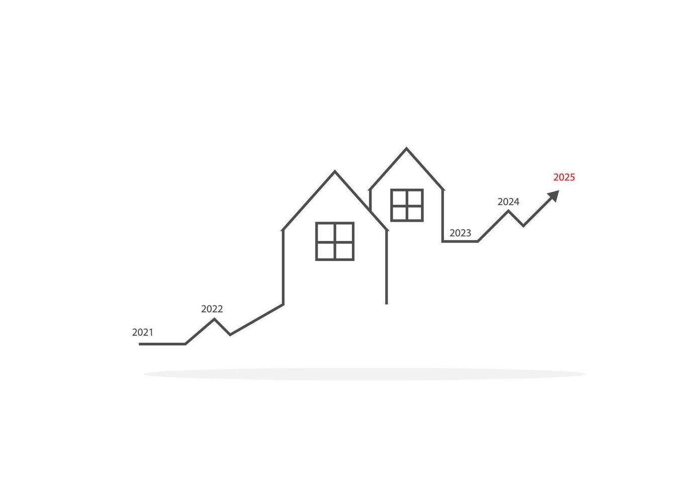 Real estate investment concept. The glowing and neon light of the home with an upper arrow graph on a white background. Property growth and profit for the future. vector
