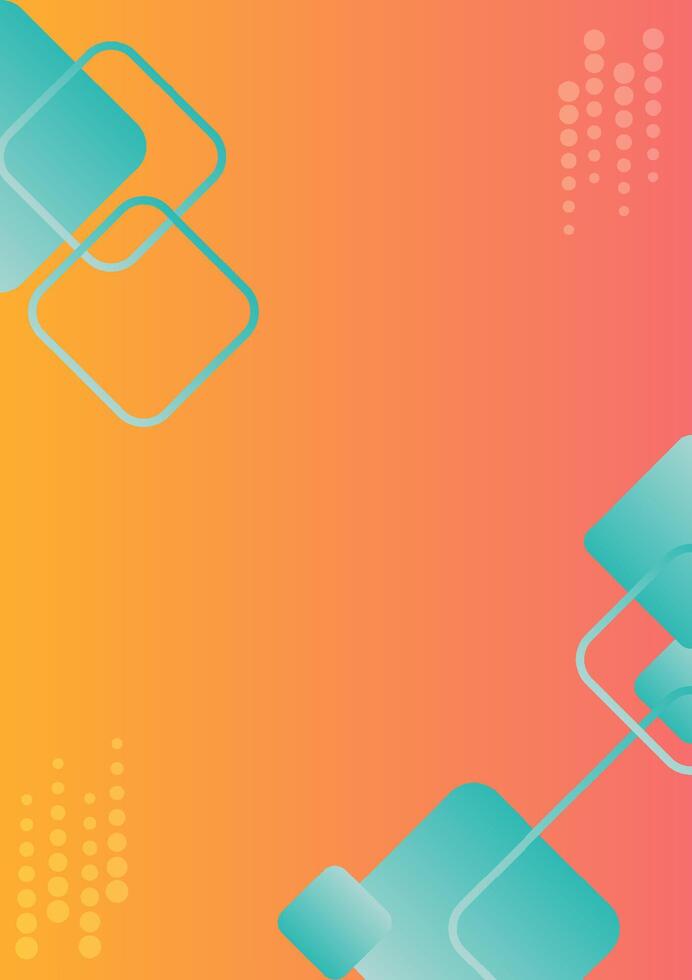 Business and technology concept. Blue and green square with lines on a yellow and red background. Internet network and communication. For the backdrop, banner and website. vector