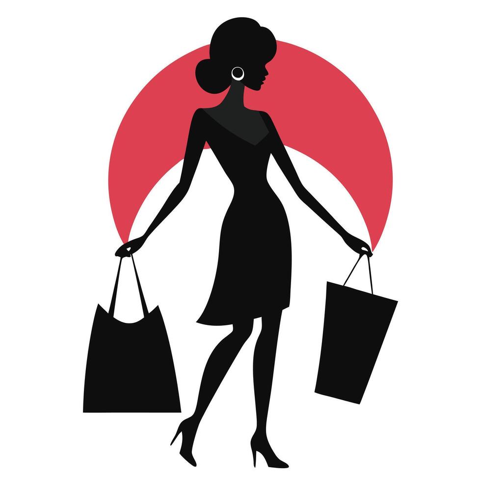 a woman with shopping bags vector