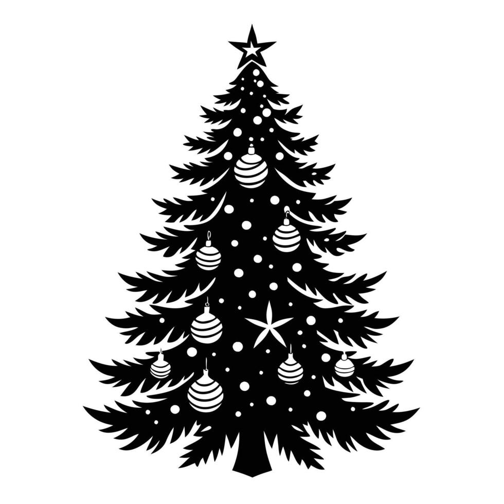 Christmas tree silhouette on white background vector