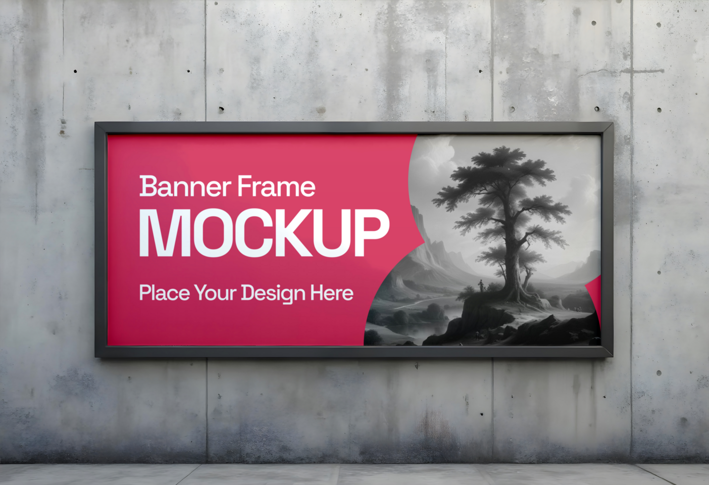 mockup of a banner frame grey background psd
