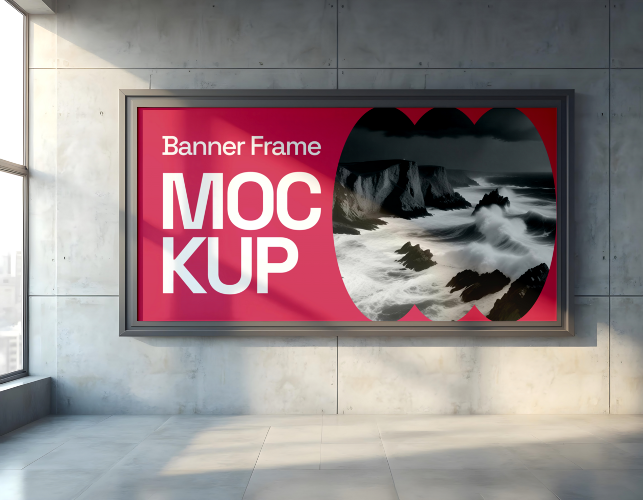 mockup of a banner frame with shadow psd