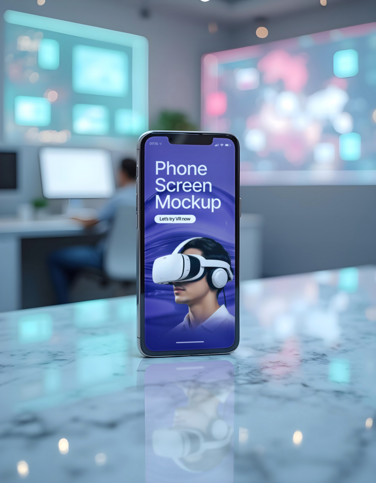 Smart Phone Virtual reality office mockup psd