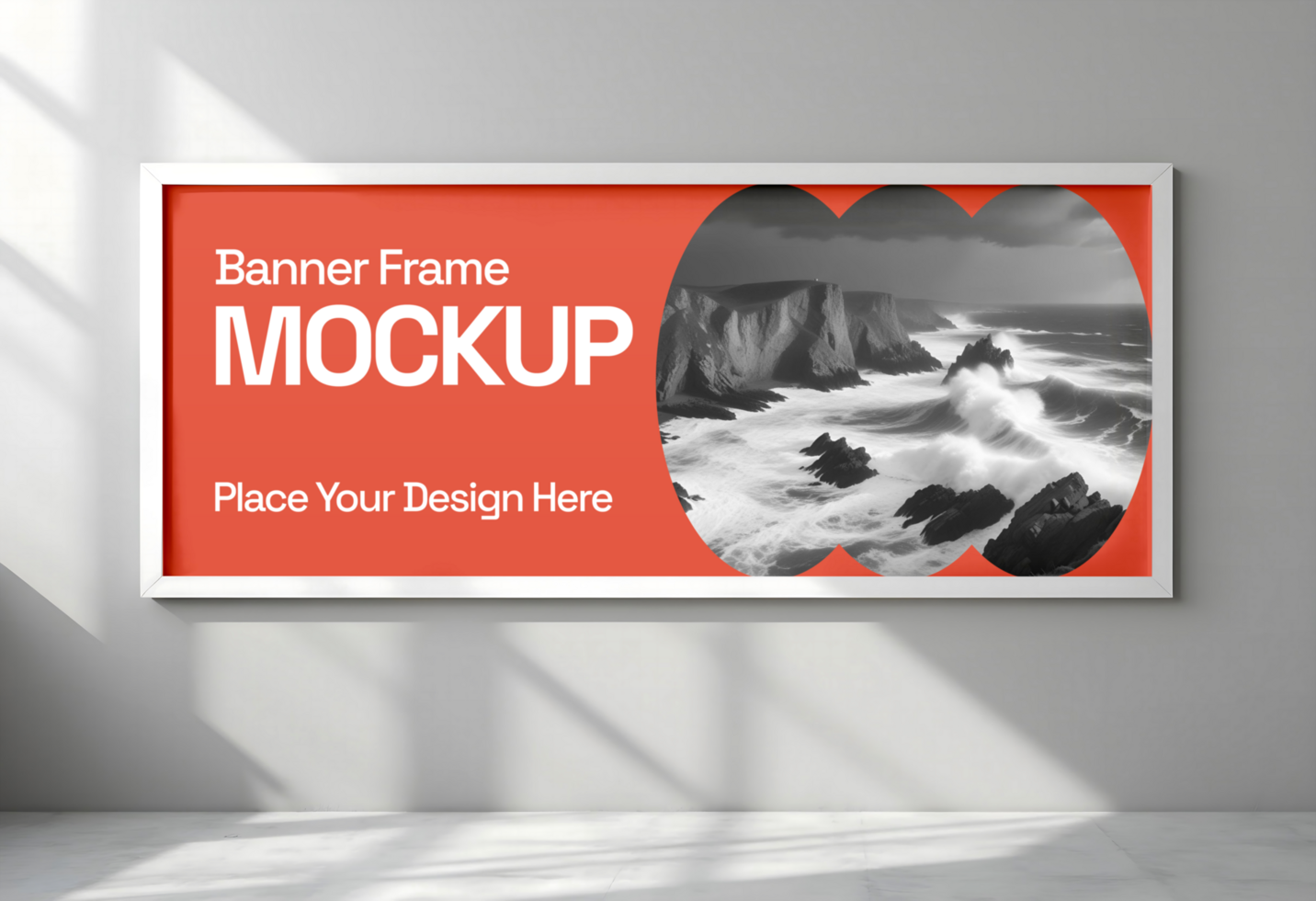 mockup of a banner frame white background psd