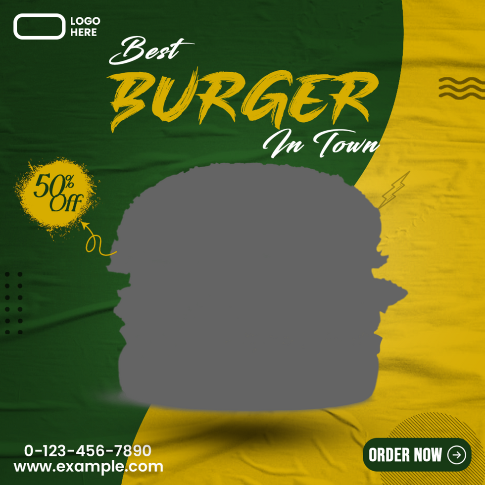 Post Social Ad for Best Burger in the Town Offer psd