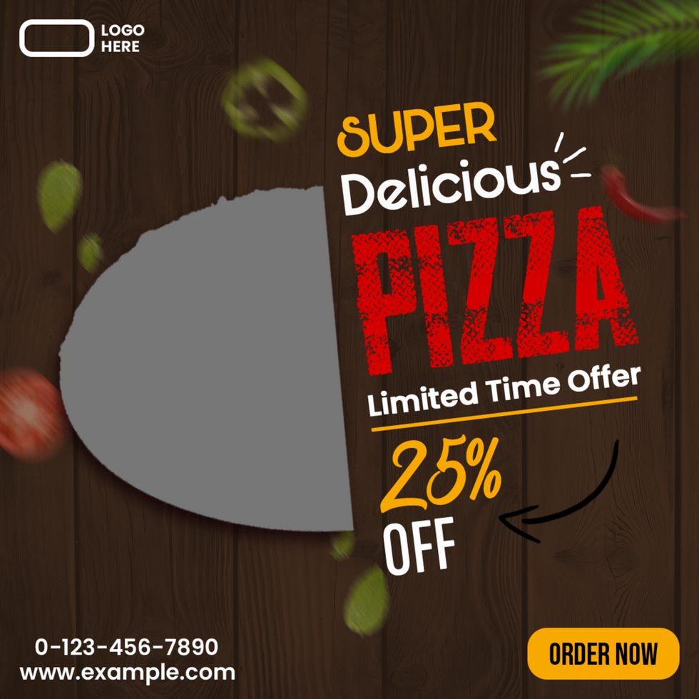 Super Delicious Pizza Post Social Banner Template Design psd