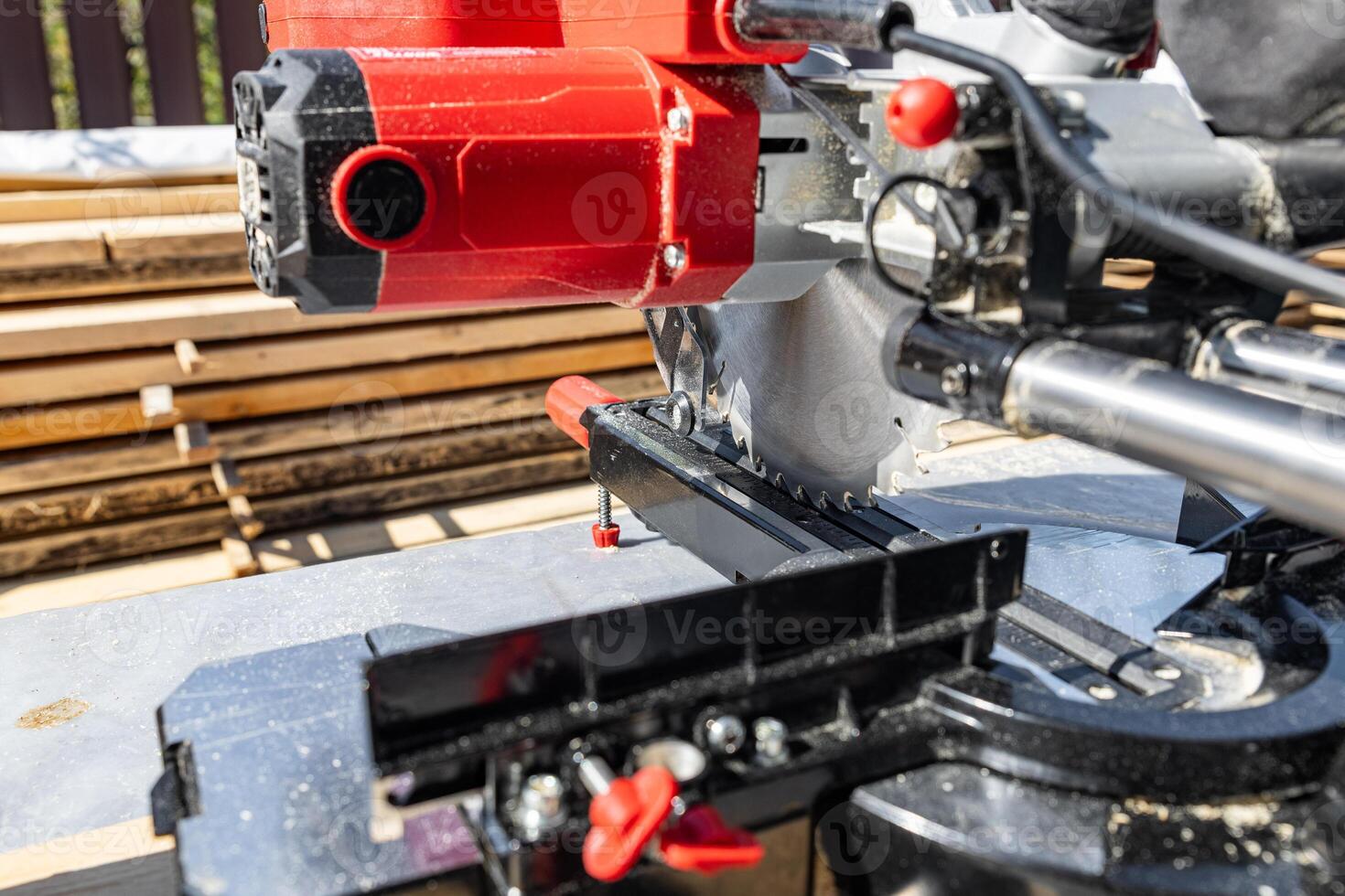 Close-up of a wooden frame for a new construction project. The frame rests on a concrete foundation. Construction of a wooden frame house. photo