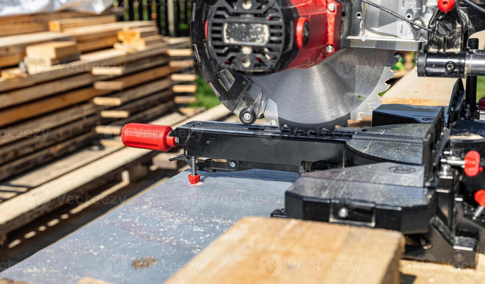 Close-up of a wooden frame for a new construction project. The frame rests on a concrete foundation. Construction of a wooden frame house. photo