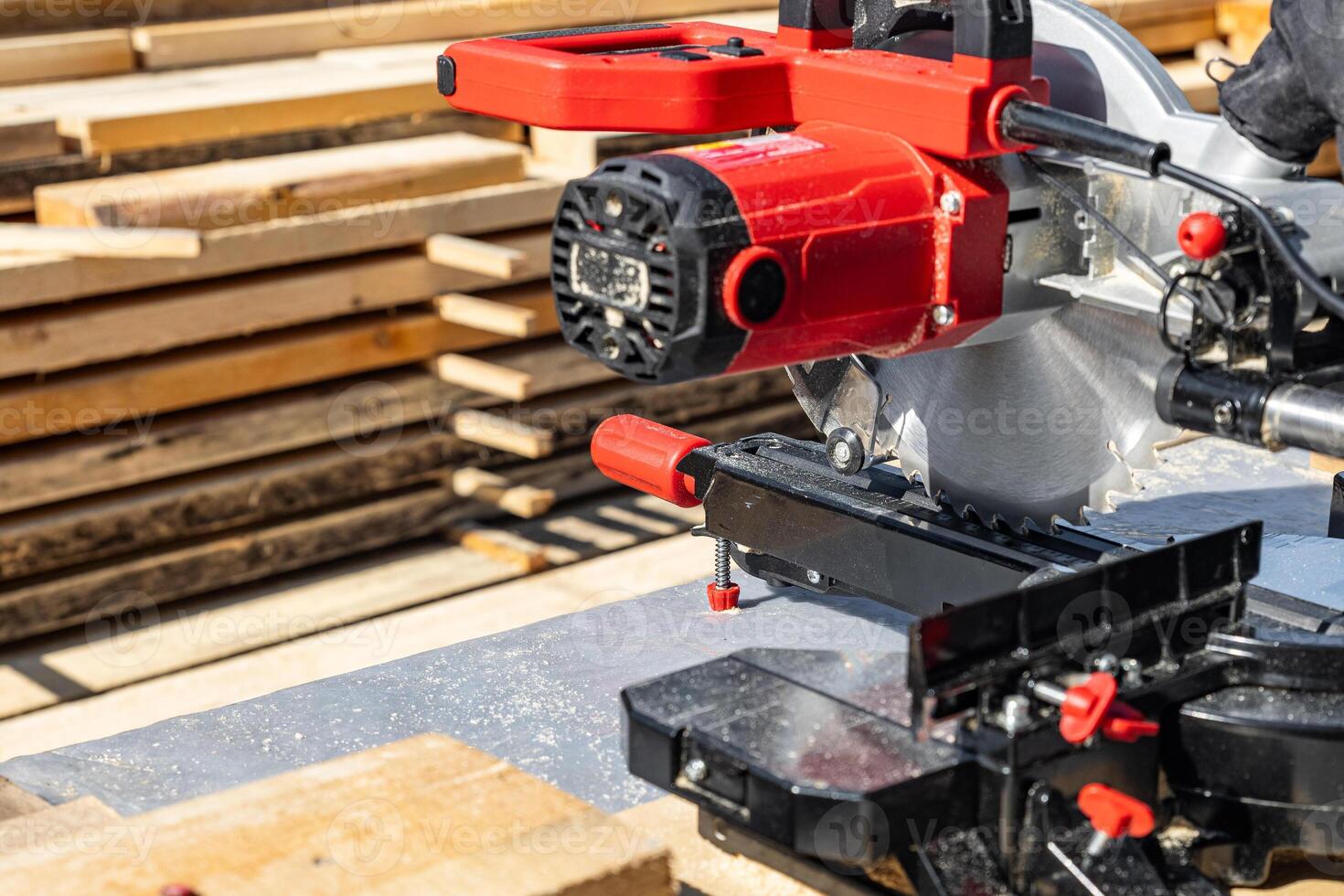 Close-up of a wooden frame for a new construction project. The frame rests on a concrete foundation. Construction of a wooden frame house. photo