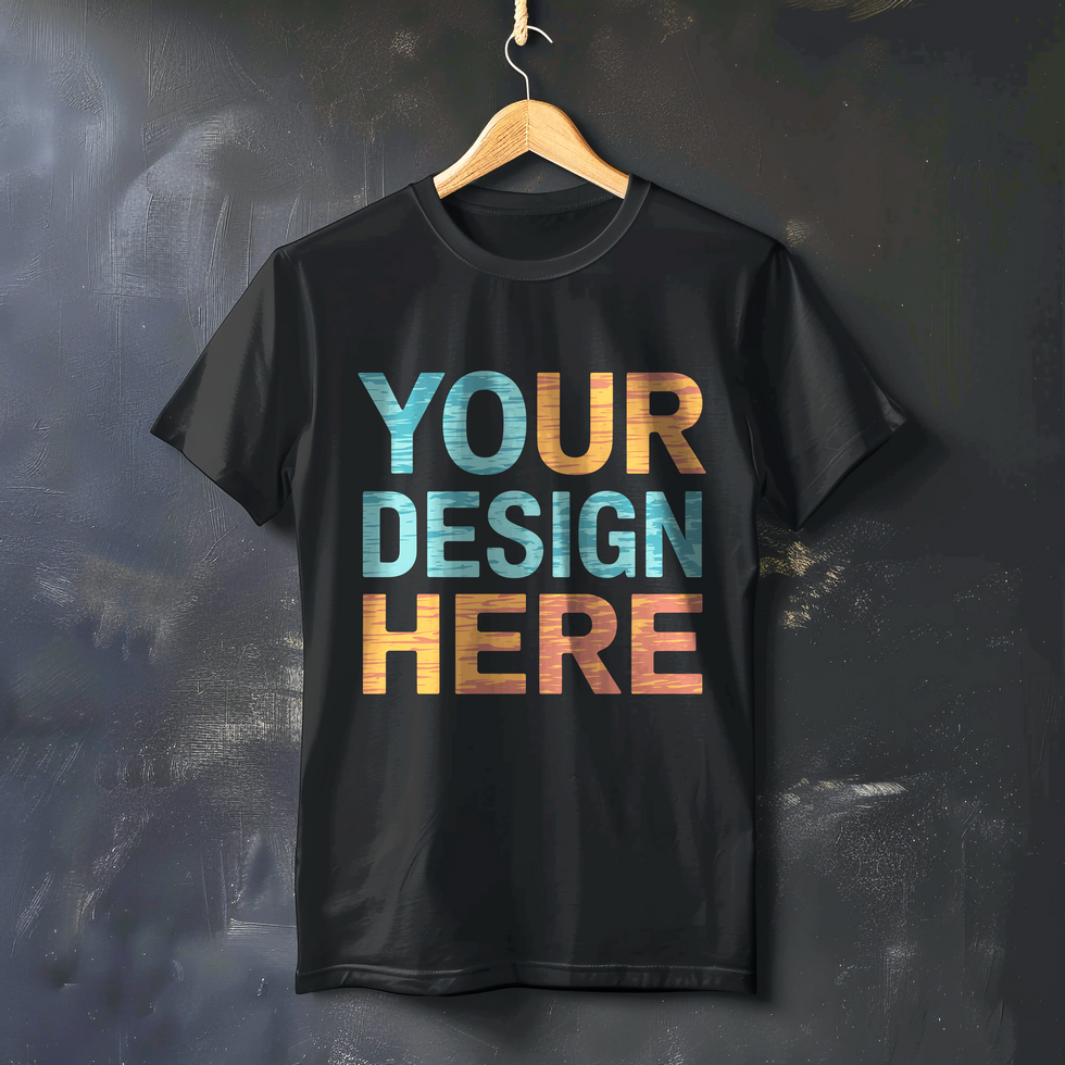 Editable Black Round Neck T-Shirt Mockup with Customizable Background Options psd