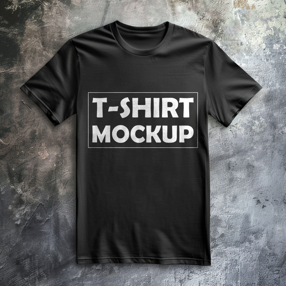 Round Neck Black T-Shirt Mockup with Realistic Texture for Branding psd
