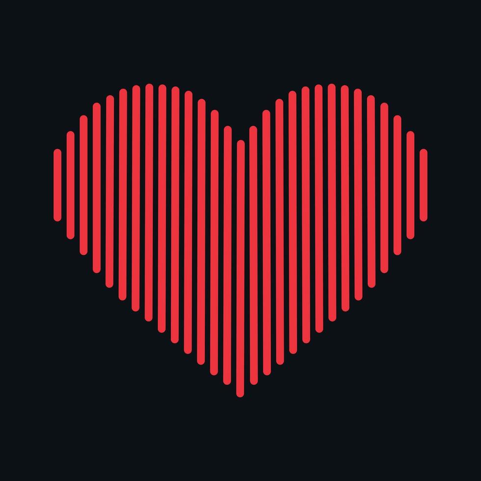 Sound wave in heart shape on black background. Music equalizer vector
