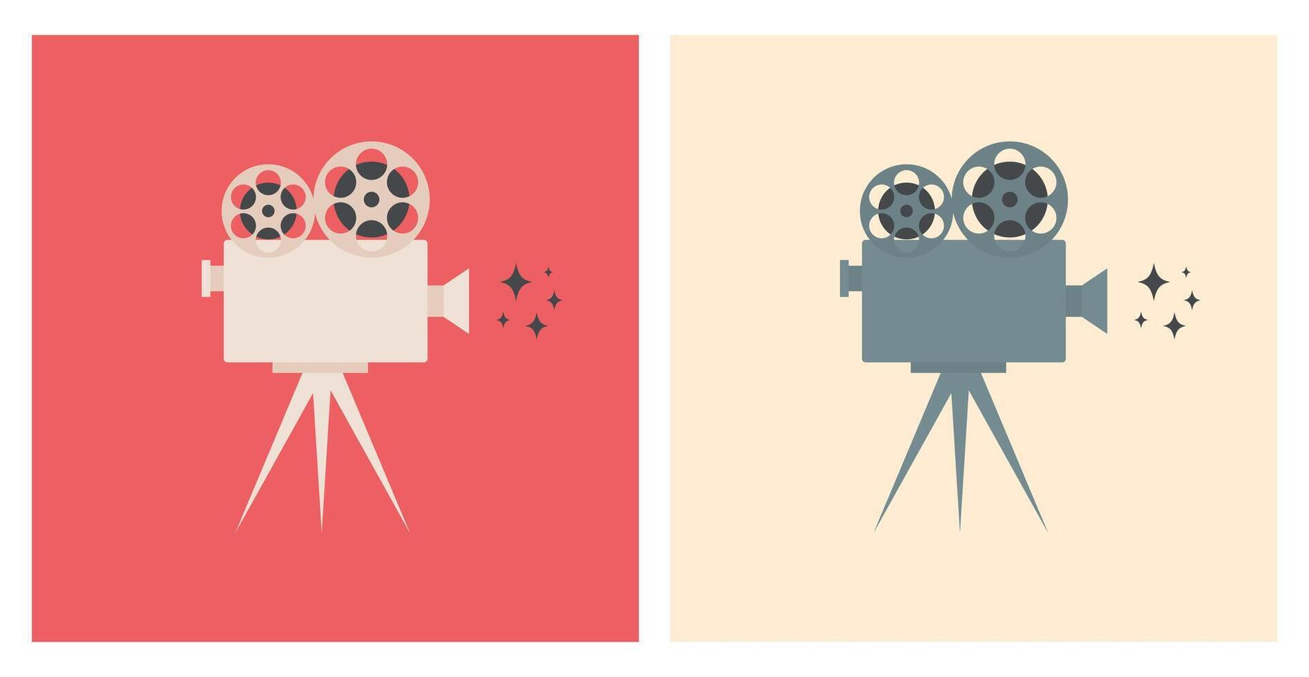 Retro movie camera icon set. Movie concept vector