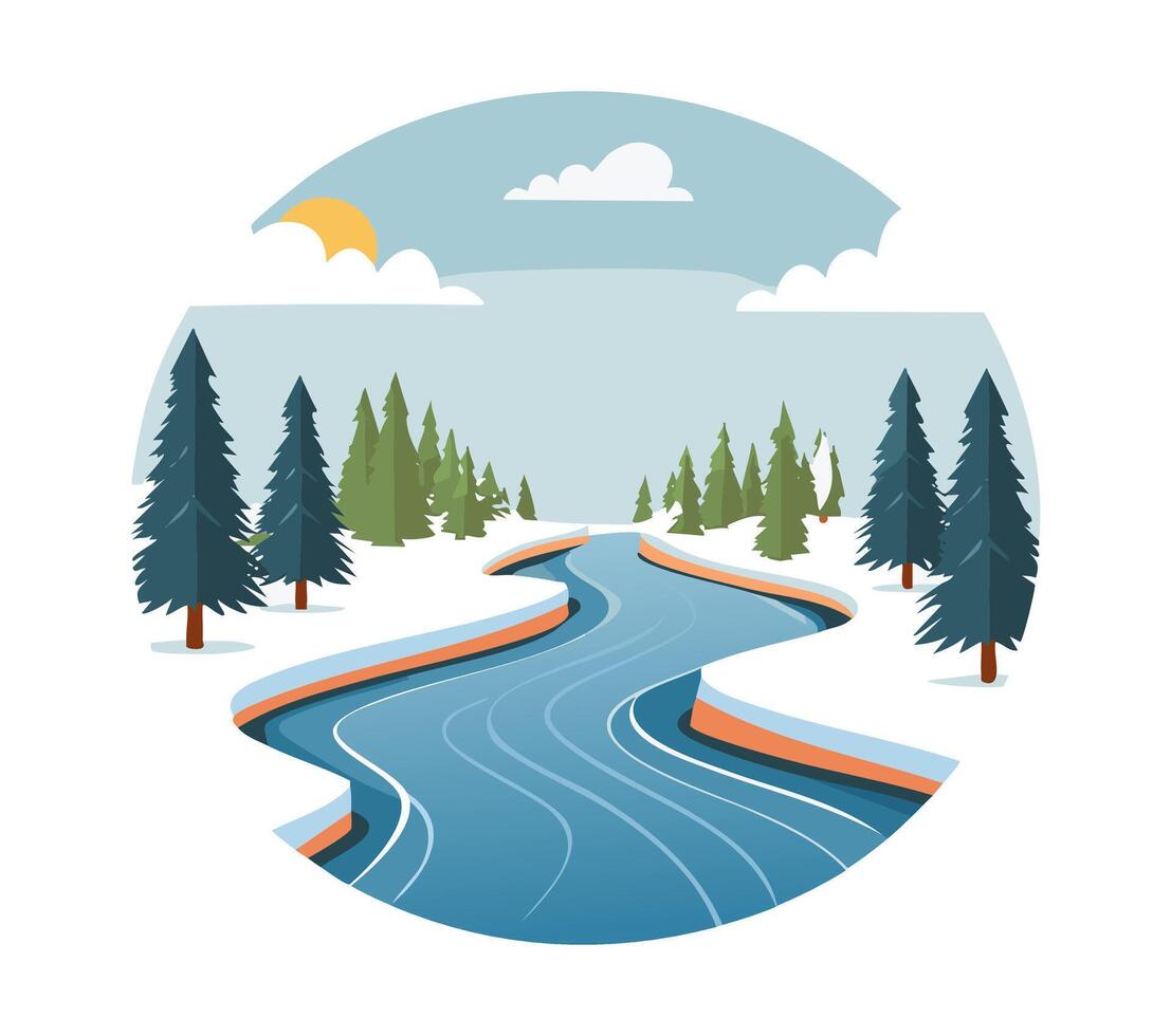 Icy River Through Snow vector