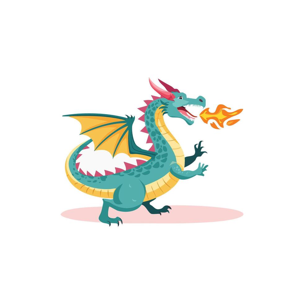 Mythical Dragon Spitting Flames vector