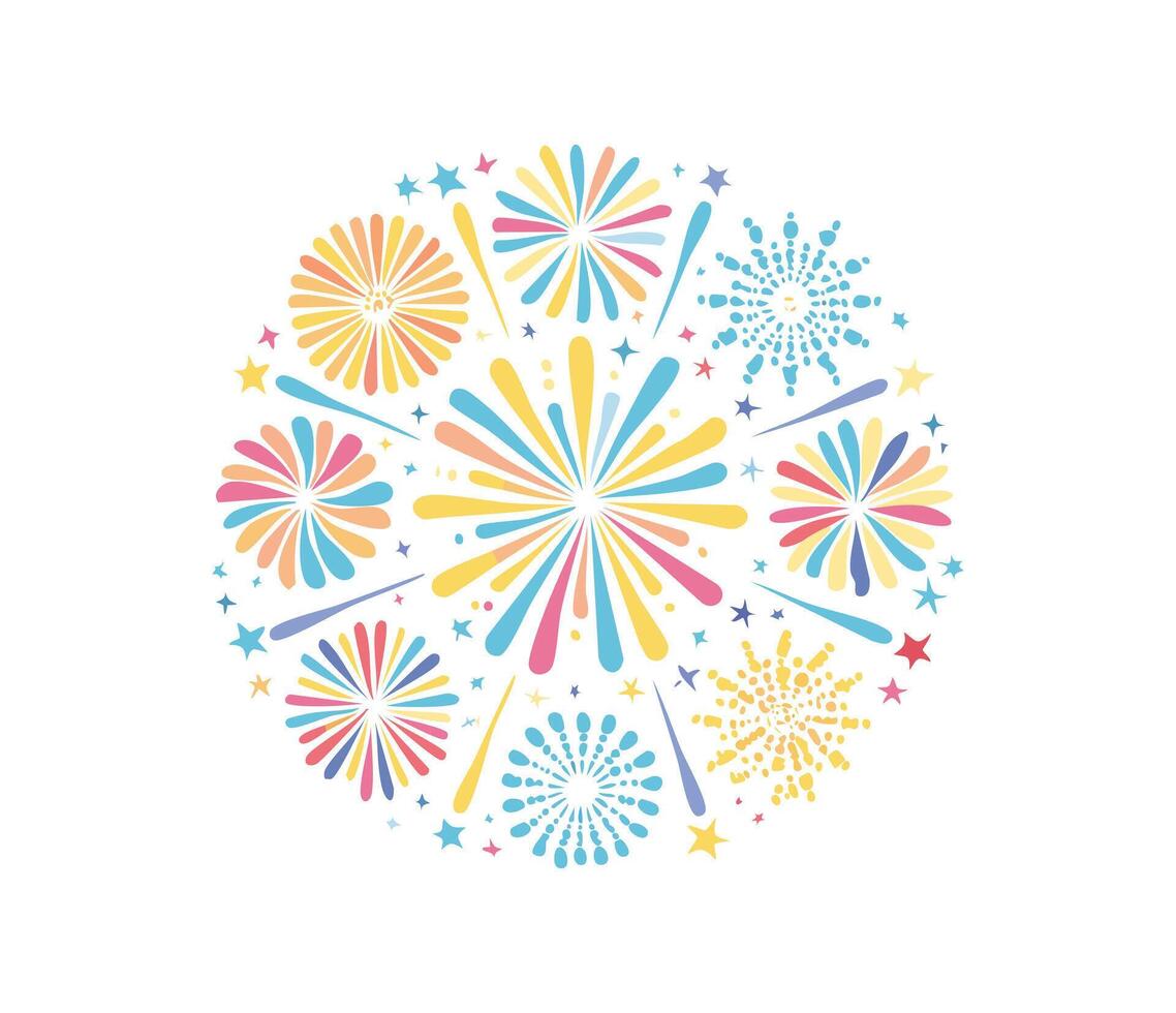 colorful fireworks bursting in the sky vector