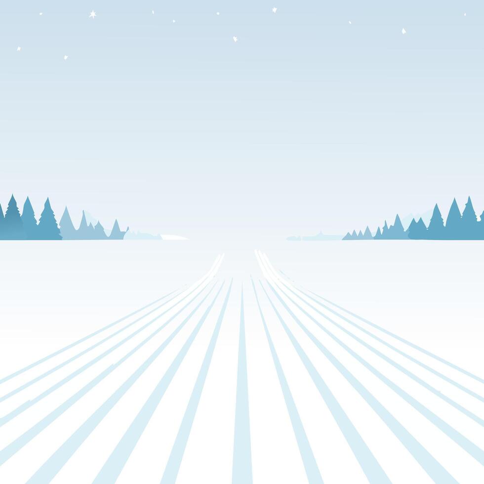 Ski Tracks in Fresh Snow vector