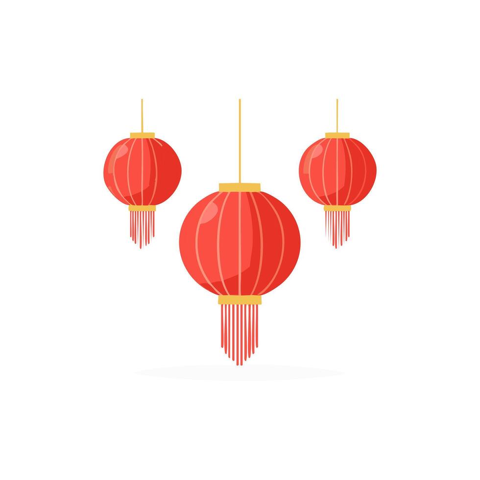 Illustrations of traditional red lanterns hanging vector