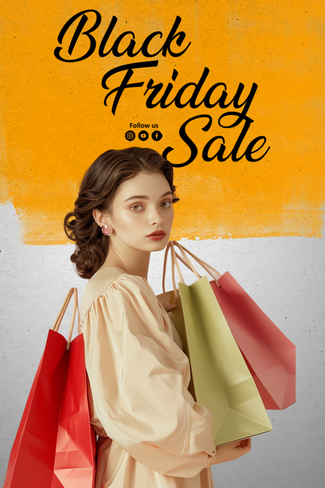 Black friday poster with realistic labels psd