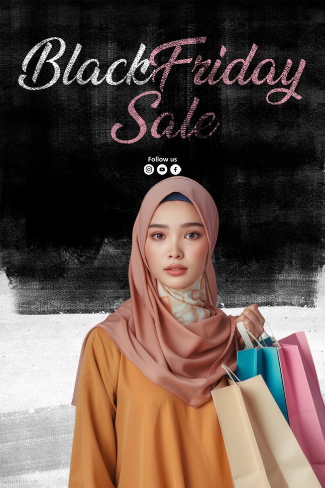 Flat design black friday flyer template psd