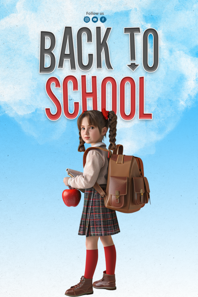 Flat design school admission poster psd