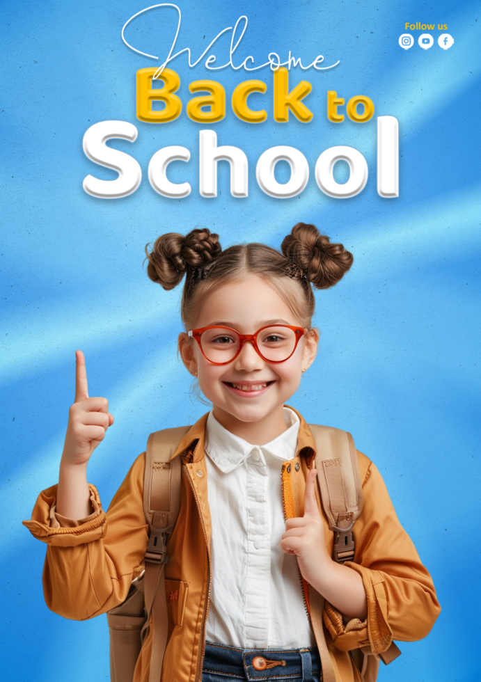 Back to school vertical poster template with photo psd
