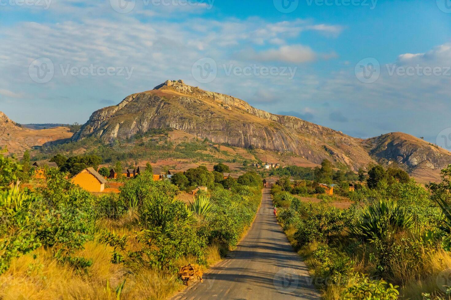 view of hills and mountains along main Madagascar road photo