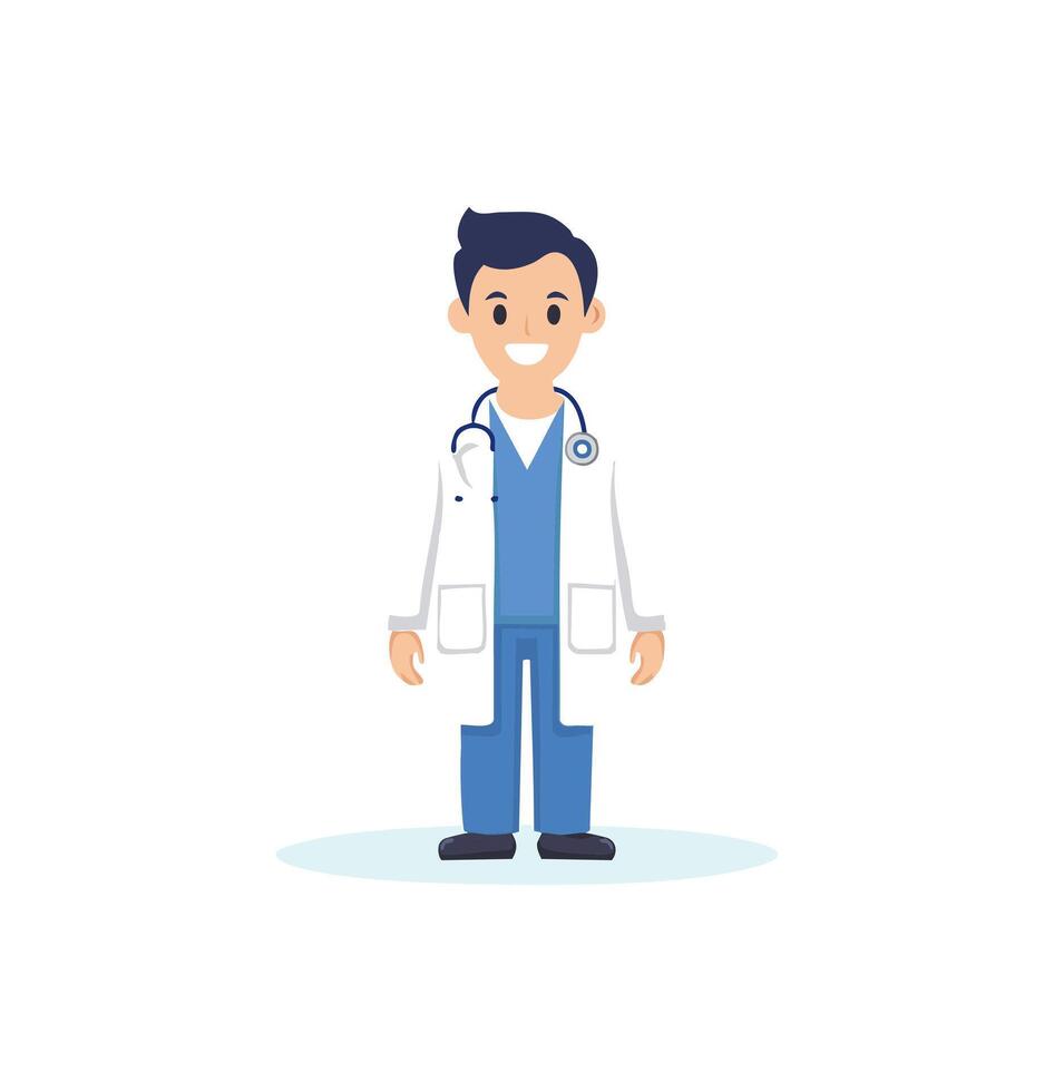 A character wearing a lab coat and stethoscope vector
