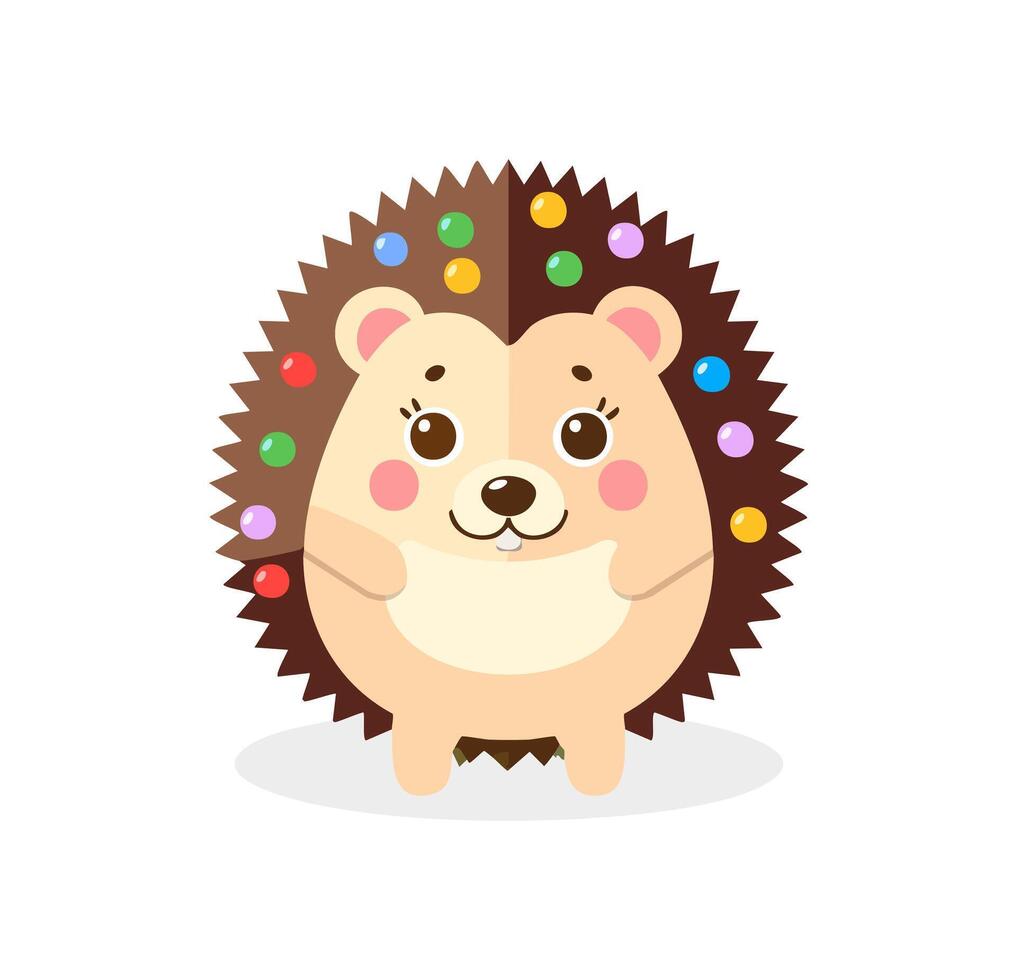 hedgehog with wide eyes and small beads vector