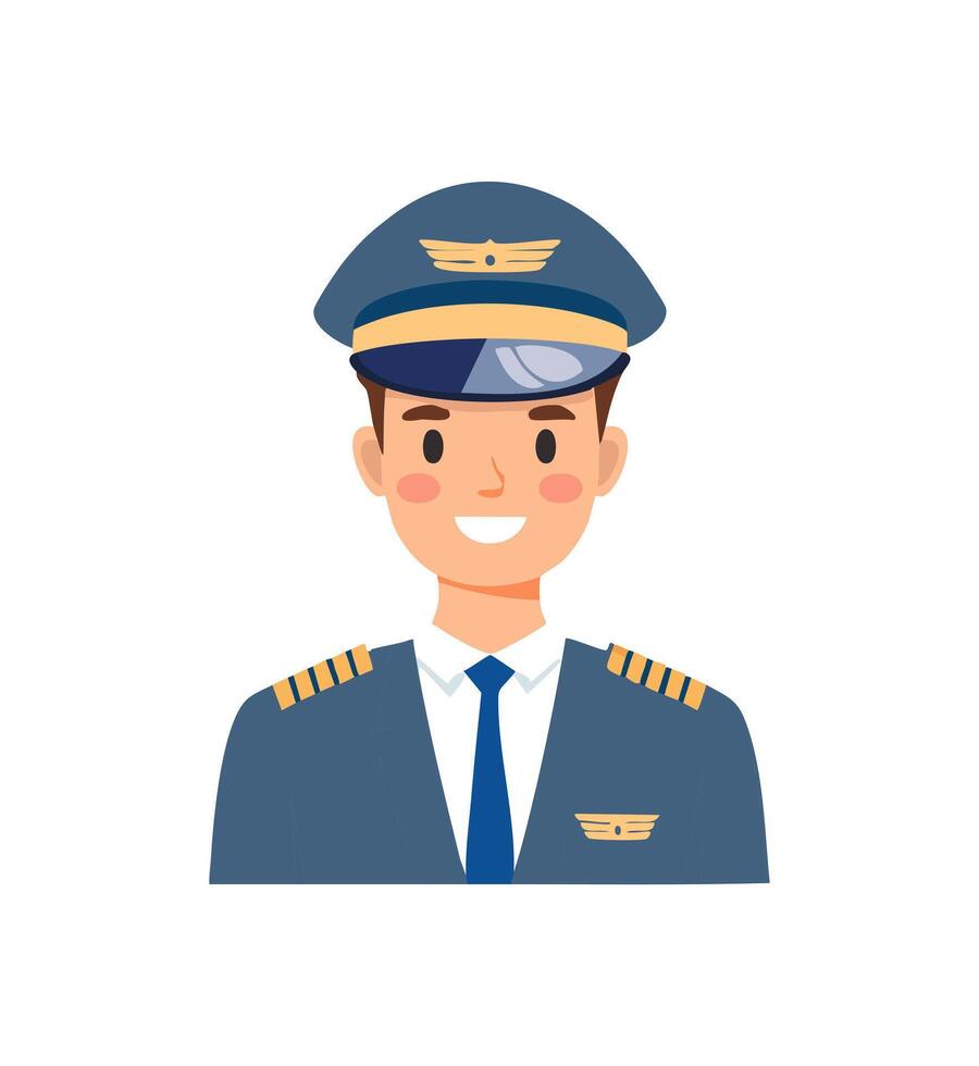 A character in a uniform with a pilot hat vector