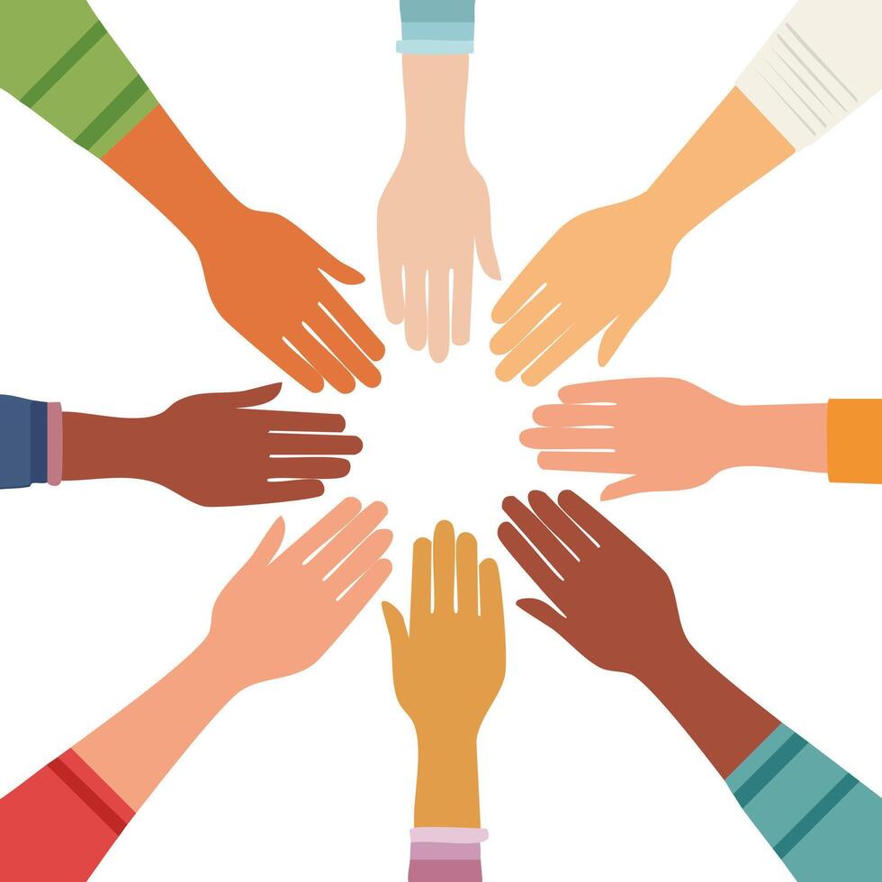 Hands of different skin tones vector