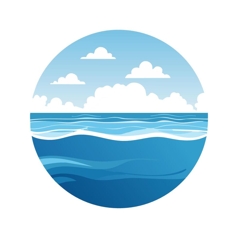 Wide blue ocean scene vector