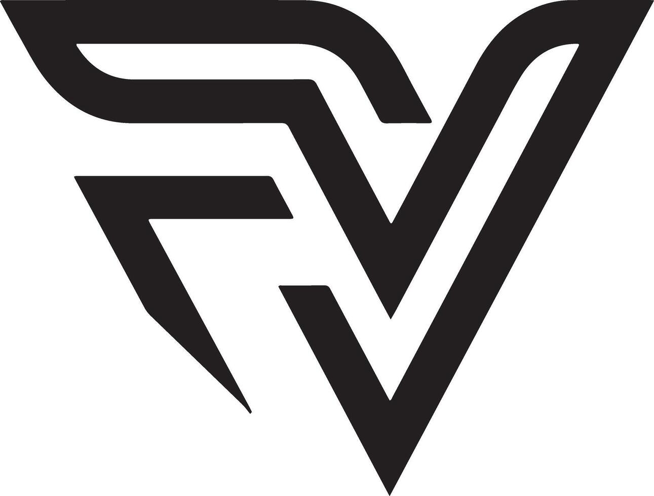 A logo of the text FV in black and white vector