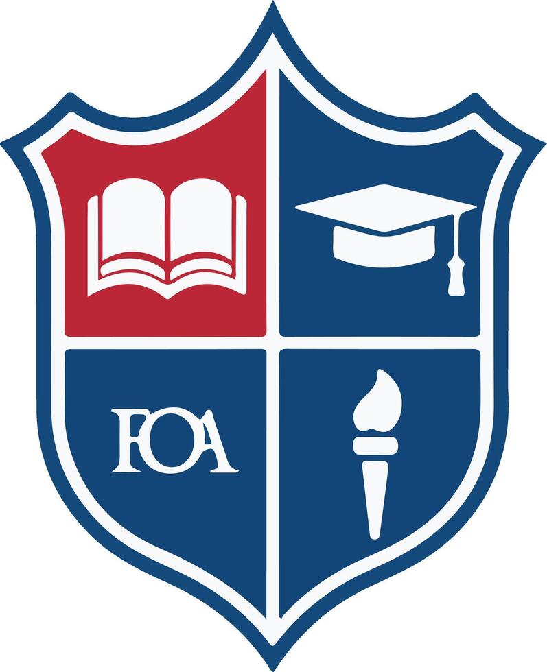 The logo is in the shape of a school badge vector