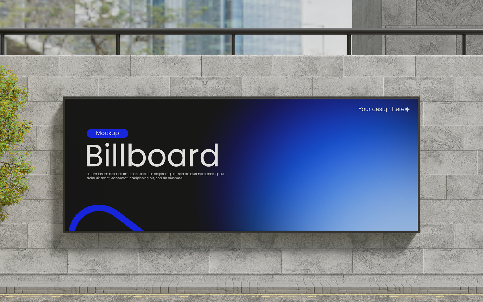 billboard on wall outdoor mockup psd