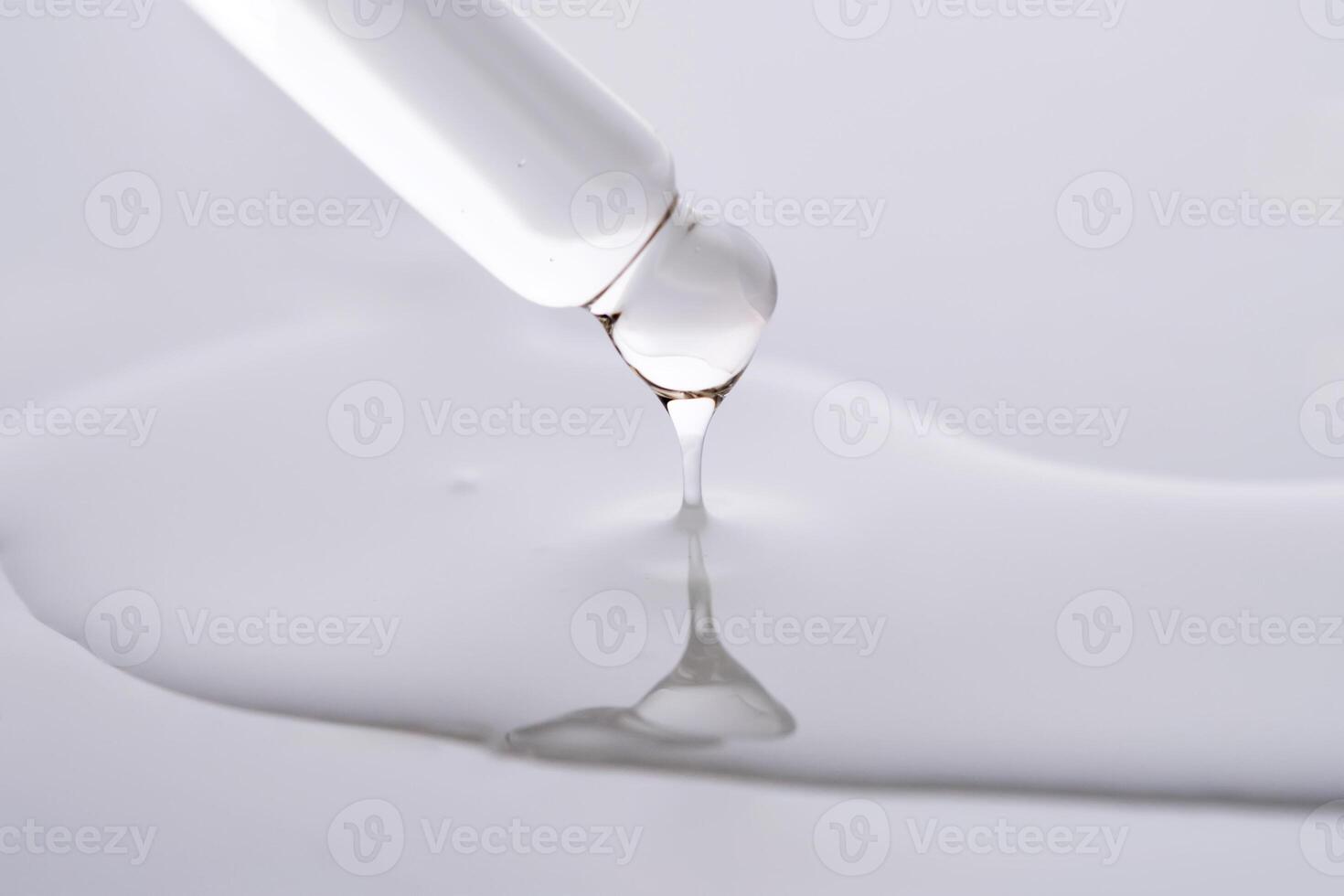 Dropper pipette with delicious serum with drop close-up. photo