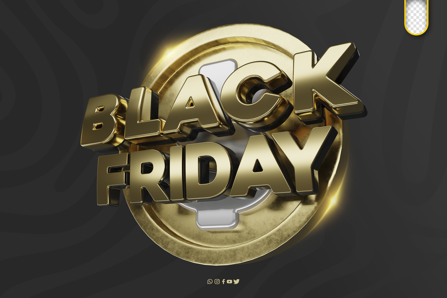 Black friday gold coin with text on it psd