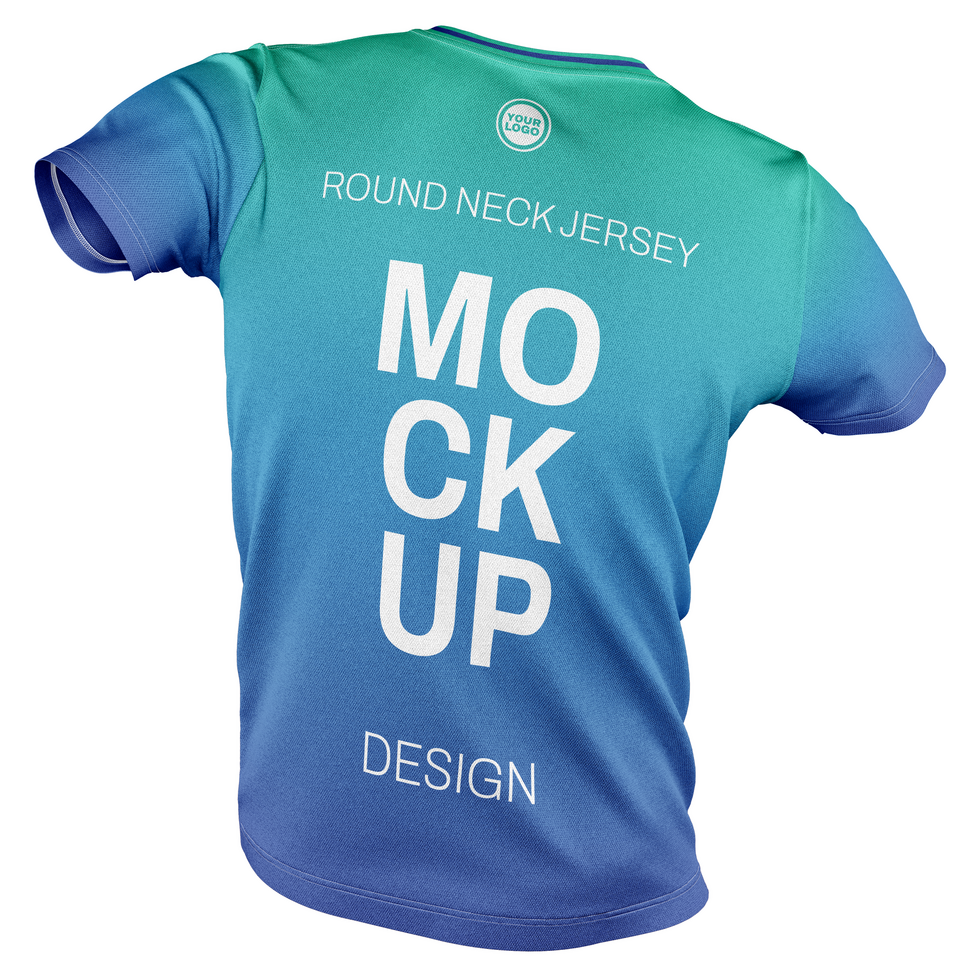 Basic round neck tshirt jersey mockup with pose back view psd