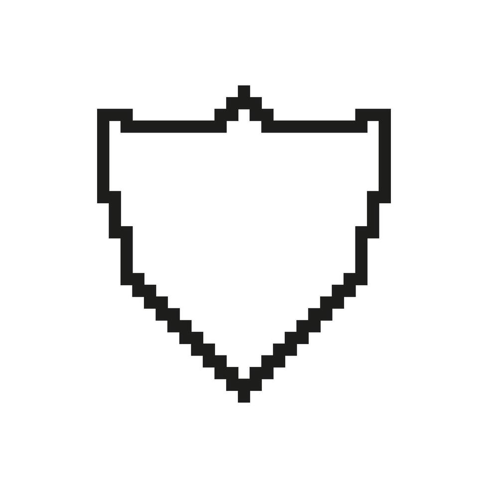 Shield Icon in Pixel Art. Pixelated Symbol of Defense and Safety in Digital Form. Isolated Illustration vector