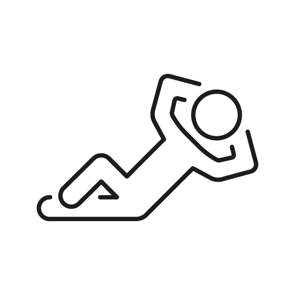 Person Lying Down And Relaxing Line Icon. Resting Individual Outline Symbol. Relaxation And Rest Pose. Relaxed Position. Editable Stroke. Isolated Illustration vector