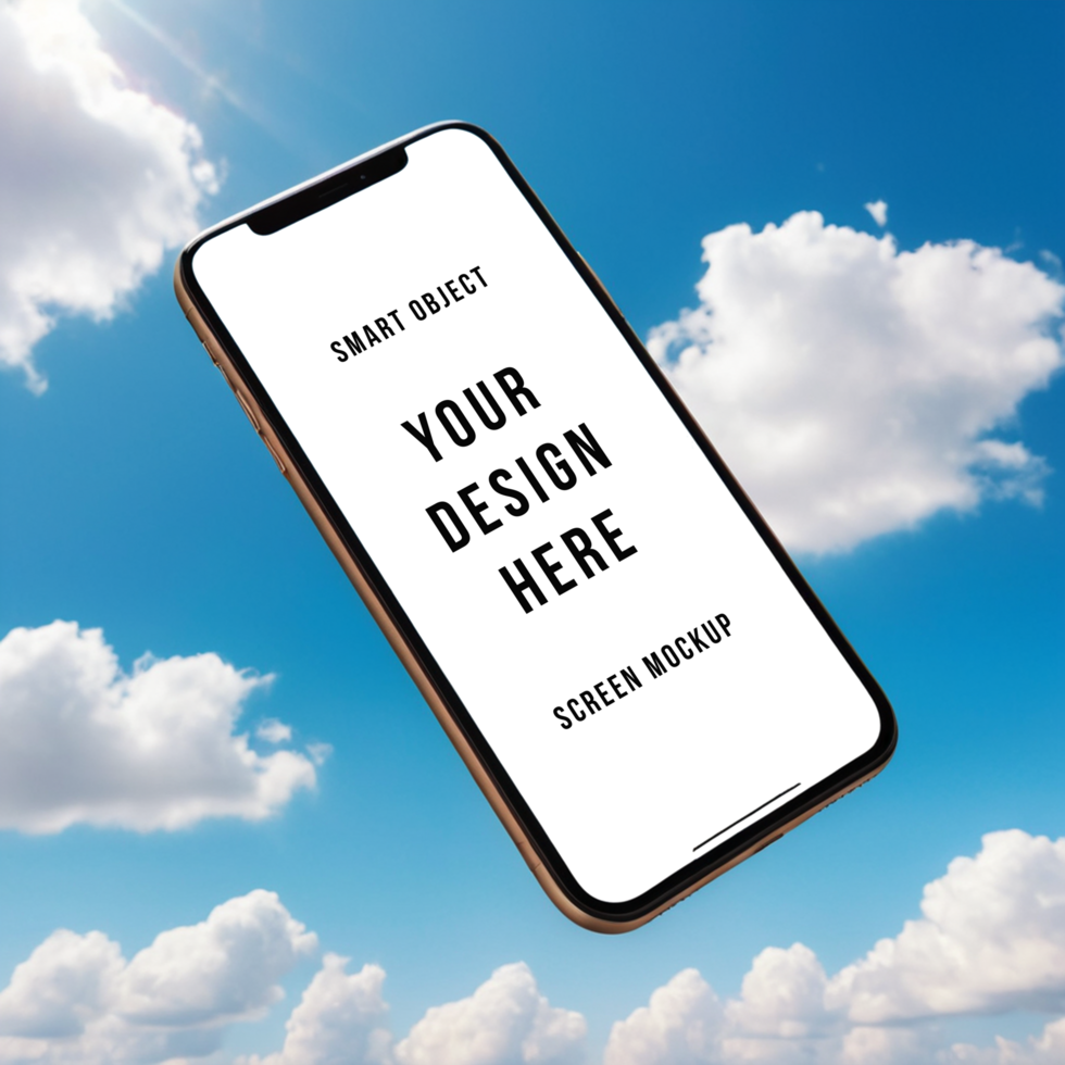 Smartphone mockup with sky background psd