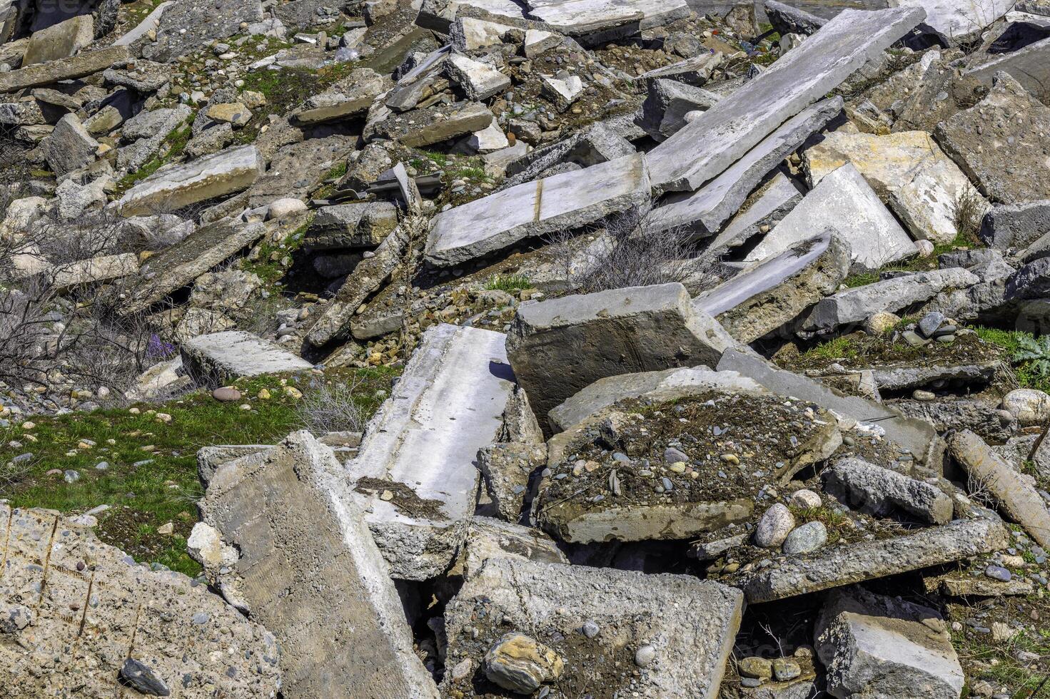 piles of old broken concrete slabs photo